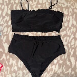 SHEIN Black Ruffle Bikini Set